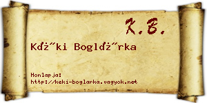 Kéki Boglárka névjegykártya